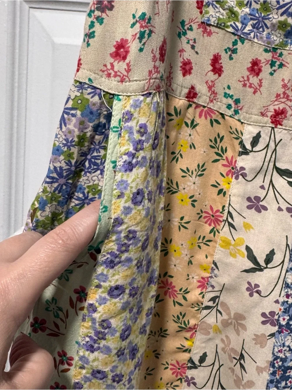 Blue Sky Patchwork Floral Overalls Shorts